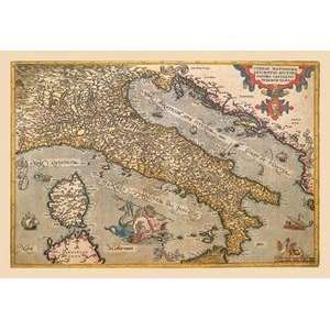  Vintage Art Map of Italy   09055 3