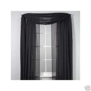 NEW BLACK Elegance Sheer Voile Curtain 216 Scarf 8692  