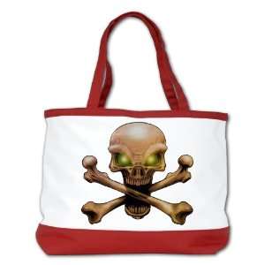  Shoulder Bag Purse (2 Sided) Red Skull and Crossbones with 
