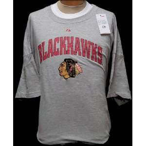 6XL NHL Chicago Blackhawks Logo Gray Short Sleeve T shirt w/ Stitched 