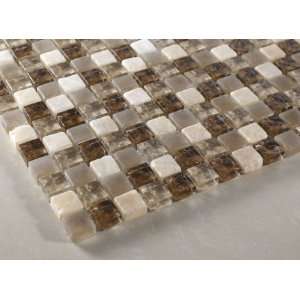   x5/8   Mocha Glass Mosaic Tile & Honey Onyx Marble