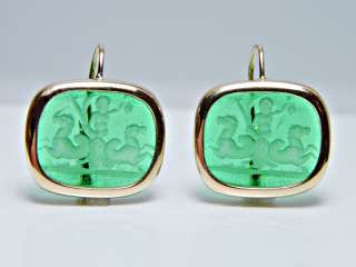 Venetian Glass Cameo Earrings ITALY 14K Gold 8.4gr  