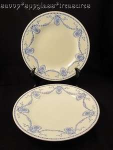 Spode China Blue Floral Swag Ribbon Medallion 8 Plate  