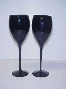 BLACK WINE GLASSES STEMWARE SET 2  