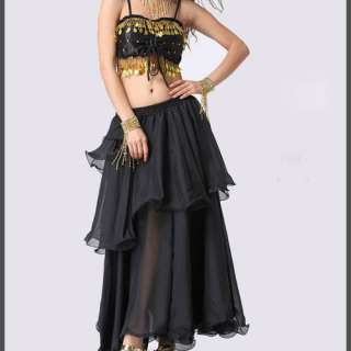 New Charming elegant Belly Dance Spiral Skirt Black  
