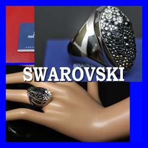 220 SWAROVSKI Ladies BLACK KINSHASA RING w/ Cert. 8.5  