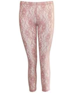  Dust Rose Color Lace Leggings Full Length Clothing