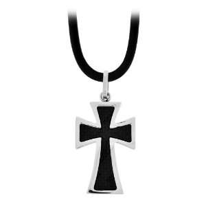   Cross with Steel Frame and Carbon Fiber Inlaid Religious With Chain