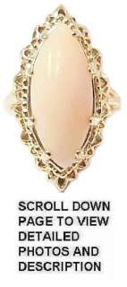 Etruscan 14K Gold Angleskin Coral Filigree Vintage Ring  