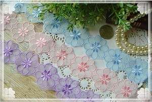 1yard pretty blue/purple embroidered flower lace trim  