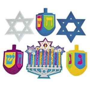  12 Hanukkah Glitter Cutouts   Party Decorations & Wall Decorations 
