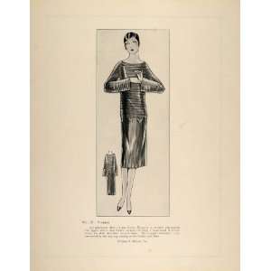 1926 Print Art Deco Pintucked Dress Madeleine Vionnet   Original Print