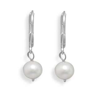  CleverSilvers 6.57mm Freshwater Pearl Drop Earrings With 