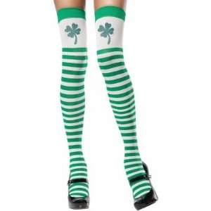  Clover Top Green and White Thigh Highs Adult Health 