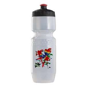   Water Bottle Clr BlkRed Family Of Parrots On Tree 