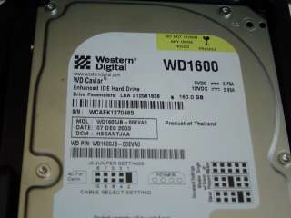 Western Digital WD1600JB 00EVA0 FW15.05R15 160GB IDE HD 7612392111115 