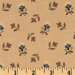  44 Wide Nottingham Village Flowers Tan Fabric By The 