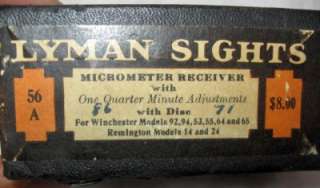 Lyman Model 56 A Micrometer Receiver Sight, Paper, Box, Vintage  
