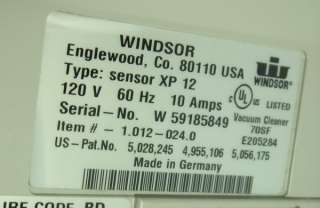 Windsor Sensor XP12 Vacuum  