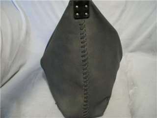 LUCKY BRAND Gray & Black Leather Hobo Handbag Bag  