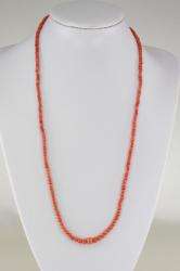   VICTORIAN CARVED NATURAL CORAL BEAD NECKLACE SALMON COLOR  