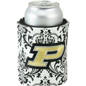 Purdue Boilermakers Black White Paisley Canvas Can Coolie  