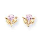 goldia 14k Gold Pink CZ Flower Post Earrings