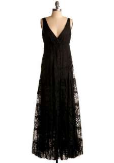 Tender is the Night Dress   Black, Solid, Lace, Casual, Empire, Maxi 