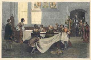 ROYALTY The Arrest of Anne Boleyn. Hand Colored Antique Engraving 