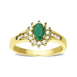  Emerald and 1/3 ct Diamond Ring in 10K Gold Jewelry