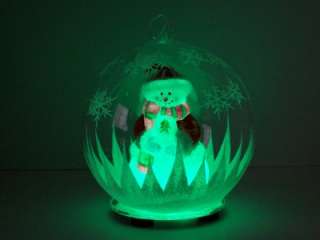   Glass Globe Christmas Ornament Snowman in Santa Suit New 2011  