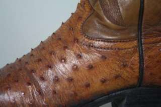 Vtg 50s Full Quill Ostrich Leather Cowboy Brown Boots 8  