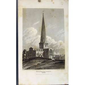  Art Antique Print C1849 Yorkshire Heminbrough Church