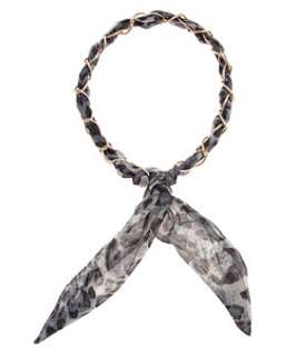 Charcoal (Grey) Animal Print and Gold Chain Hair Band  247206103 