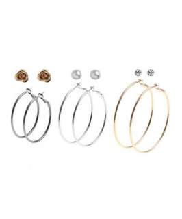 Gold (Gold) 6 Pack Flower and Hoop Earrings  249604993  New Look