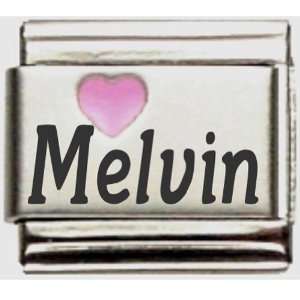  Melvin Pink Heart Laser Name Italian Charm Link Jewelry