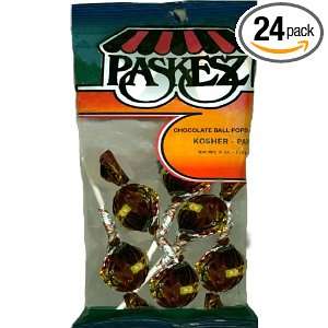 Paskesz Lollipops, Chocolate Ball Pops, 4 Ounce Bags (Pack of 24)