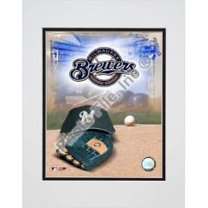 Milwaukee Brewers 2005 Logo / Cap and Glove Double Matted 8 X 10 