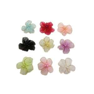  45pc Assorted Color Beaded Organza Flowers Embellishments 