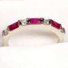 Ruby & Russian CZ Stackable Band Ring 925 Silver s 6  