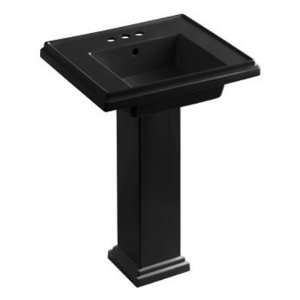   Pedestal Lavatory with 4 inch Centerset Faucet Drilling, Black Black