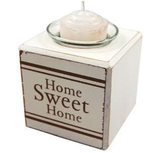  Home Sweet Home Cream Wooden Block Candle Holder