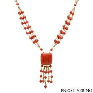   Gold Corals Ladies Necklace. Length 23 in. Total Item weight 72.6 g