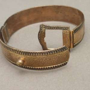 Buckle Bracelet Hammered Metal Hinged Vintage Gold Filled  