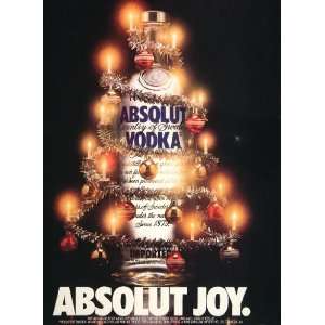  1988 Ad Absolut Joy Christmas Tree Candles Decoration 