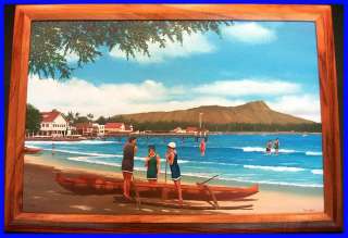   Original Oil Painting PATRICK DOELL in Custom Koa Wood Frame  