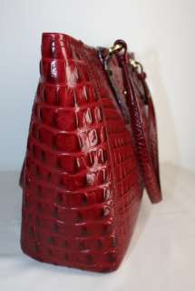 NWT BRAHMIN CROC EMBOSSED LEATHER MEDIUM ARNO TOTE MELBOURNE RED NEW 