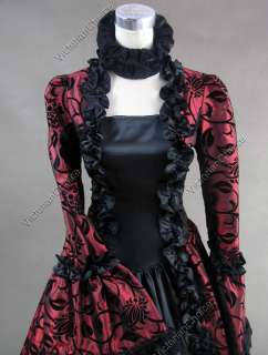 Victorian Gothic Satin Wedding Dress Ball Gown 119 M  