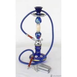 17 Ziedu Hookah Blue Vase, Two Blue Ceramic Bulbs with Designs and 