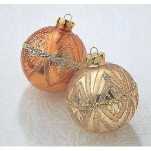 Set of 3 Majestic Gold Glass Ball Christmas Ornaments 3.25 #821328 